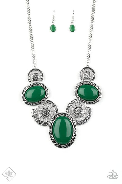 The Medallion-aire - Green Necklace