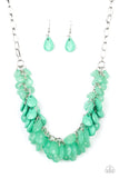 Colorfully Clustered - Green Necklace