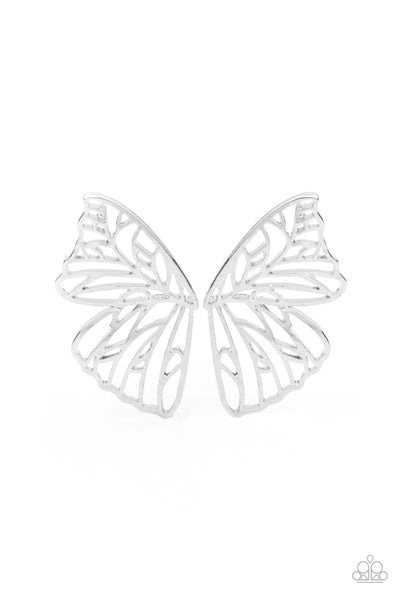 Butterfly Frills - Silver Earrings