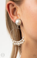 Seize Your Moment - White Clip On Earrings