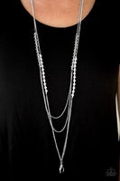 Shimmer Showdown - White Lanyard Necklace